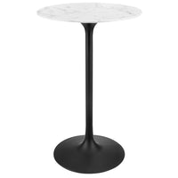 Modway - Lippa Rond de 28 po Faux marbre Bar Table, Noir Blanc-Table de bar moderne