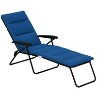 Outsunny - Chaise longue pliante avec coussin - dossier réglable - bleu-Convient pour le parc extérieur, le jardin, la terrasse, le bord de piscine, la véranda, la plage, et plus encore