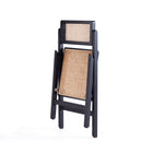 Manhattan Comfort - Lot de 4 chaises pliantes de salle à manger Pullman 46 cm style industriel chic, noir et cannage naturel-Assise en canne naturelle