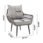 Manhattan Comfort - Ensemble de conversation moderne Portofino pour patio, 4 personnes avec table basse - Gris - Ensemble de 4-Coussins amovibles avec fermeture éclair fabriqués en tissu imperméable de haute qualité tissu lavable