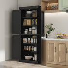 HOMCOM - Armoire de cuisine autoportante à 4 portes - noir-Deux étagères réglables permettent de stocker facilement des objets volumineux sans se soucier de leur taille 