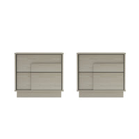 Manhattan Comfort - Ensemble de 2 tables de nuit modernes Horizon 21,7" - Chêne blanchi-Table de nuit moderne pour chambre et salon lot de 2