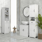 Kleankin - Armoire colonne de salle de bain avec étagère ouverte et tiroir - blanc-La surface en MDF et panneaux de particules est peinte, lisse et facile à nettoyer 