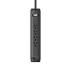 BlueDiamond - Parasurtenseur à 4 prises avec USB-C/USB-A - Cordon de 6' - Noir-Protection contre les Surtensions Supérieure : Protégez tous vos appareils contre les surtensions soudaines avec une protection de 1080 joules