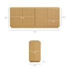 Modway - Render 4 portes Cannelé Meuble de télévision pour meuble de buffet - Chêne-4 portes cannelées avec mécanisme à pousser pour ouvrir