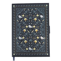 Hilroy - Journal Petite Garden - 8 po x 6 po - Ligné - 96 feuilles - bleu marine-Couverture botanique élégante ornée de fleurs, d’oiseaux et de détails décoratifs raffinés