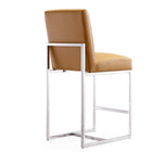 Manhattan Comfort - Element tabouret de comptoir moderne de 41,5 cm en similicuir camel et chrome poli-Comprend une base de repose-pieds