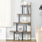 HOMCOM - Bibliothèque présentoir style industriel - brun rustique-Elle vous aide à ranger de nombreux objets et à les organiser de manière ordonnée grâce à différentes largeurs, elle peut accueillir de grands livres 