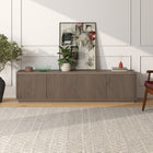 Hudson&Canal - Meuble TV Hanson pour téléviseurs jusqu'à 85 pouces - Chêne gris vieilli-Fabriqué à partir de matériaux MDF robustes dans une finition blanche en aulne fabriquée à la main