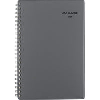 AT-A-GLANCE - Agenda hebdomadaire/mensuel traditionnel 2026 - 8 po H x 5 po l - gris - bilingue-12 mois avec onglet : janvier 2026 à décembre 2026