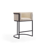 Manhattan Comfort - Cosmopolitan tabouret de comptoir moderne du milieu du siècle de 23,7 po en similicuir crème et noir, lot de 3-Conception ouverte en demi-cercle avec finition arrière serrée