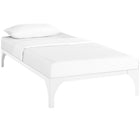 Modway - Ollie Cadre de lit simple, Blanc-Système de support en bois de peuplier à lattes