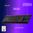 Logitech - G515 TKL, clavier gaming ultra-plat filaire - Noir-Jeu plus discret: Ce clavier gaming TKL est doté d’une construction en couches insonorisées pour un toucher plus doux, une meilleure expérience de frappe et un jeu plus discret	