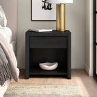 Hudson&Canal - Table de chevet rectangulaire Clara 24 po, grain noir-Le socle, le plateau et le tiroir sont fabriqués en MDF robuste avec une finition imitation bois