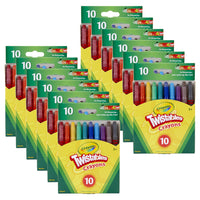 Crayola - Mini crayons Twistables, 10 par paquet, 12 paquets-Les barils en plastique durable sont transparents et permettent aux enfants de voir la couleur à l'intérieur tout en le protégeant contre la casse.
