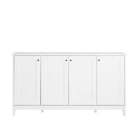 Prepac - Table console à portes 4 panneaux Yaletown 60 po avec rangement, buffet avec étagères - Blanc-Fonctionnel et élégant: L'armoire buffet avec rangement présente un design élégant de porte shaker avec des poignées de porte rondes en métal, le tout dans une finition blanc pur