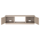 Hudson&Canal - Meuble TV Dorian pour téléviseurs jusqu'à 65 pouces - Blanc aulne-Nettoyer avec un chiffon doux et sec, sans produits chimiques agressifs ni produits de nettoyage abrasifs