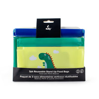 Sully - Ensemble de 3 sacs à collation PEVA -Dino-Ensemble de 3 tailles : 2 formats moyens – 20,5 x 14,8 x 5,7 cm, 1 petit format – 19 x 11 x 5,7 cm1 Petit - 19 x 11 x 5.7cm 