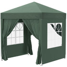 Outsunny - Tente auvent pliante 6.6 pi l x 6.6 pi L pour extérieur - jardin - patio - Vert foncé-Tente de fête 6,6 x 6,6 po avec 4 parois amovibles, idéale pour une utilisation lors d’événements extérieurs tels que BBQ, marchés aux puces et plus encore