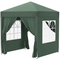 Outsunny - Tente auvent pliante 6.6 pi l x 6.6 pi L pour extérieur - jardin - patio - Vert foncé-Tente de fête 6,6 x 6,6 po avec 4 parois amovibles, idéale pour une utilisation lors d’événements extérieurs tels que BBQ, marchés aux puces et plus encore