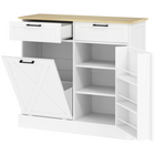 HOMCOM - buffet de ferme 10 gallons avec poubelle basculante, armoire latérale avec porte-épices et tiroirs - blanc-Le meuble à poubelle dissimulé maximise l'espace et minimise les odeurs 