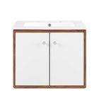 Modway - Transmit 24" Vanité de salle de bain murale - Blanc noyer-Vanité moderne du milieu du siècle