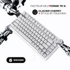 Cybeart - Nighthawk 75 Clavier De Jeu Sans Fil Tri-Mode Rgb Tkl - Blanc-Conception à 5 couches avec joints en mousse Poron et IXPE pour une isolation acoustique optimale et un confort de frappe exceptionnel. Les couches internes amortissantes minimisent la résonance et suppriment l’écho, produisant un son riche et feutré pour une frappe plus silencieuse