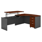 Bush Business Furniture Westfield 60 L x 43 P Bureau gauche 3 positions assis-debout avec classeur - Hansen Cherry (SRC127HCSU)-L'ensemble comprend : bureau d'entrée en arc pour gaucher 60 L x 43 P, retour assis-debout 42 L x 24 P, classeur mobile à 3 tiroirs