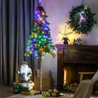HOMCOM - Sapin de Noël artificiel 6' enneigé avec lumières LED-La poudre colourée sur les branches brillera dans les lumières LED blanc chaud 
