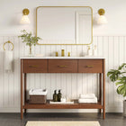 Modway - Zaire 48" compatible avec un seul évier Armoire de toilette de salle de bain (lavabo non inclus) - Noyer-Tirs de poignée en métal