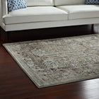 Modway - Enye Treillis floral vintage vieilli Tapis de comédie 8 pi l x 10 pi L - Brun et bleu argenté-Dessous en caoutchouc de prise