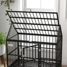 PawHut cage pour chien robuste 49 po avec plateau amovible, portes - toit ouvrant-Couleur : Noir 