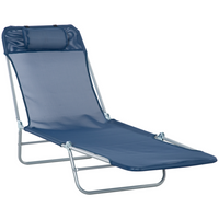 Outsunny - Chaise longue d’extérieur - chaise pliante inclinable réglable - bleu foncé-Dossier réglable sur 5 niveaux pour trouver un confort optimal