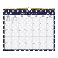 Blueline - Calendrier Mural Scolaire Mensuel 12 Mois  D’Août À Juillet – 15 po H x 12 po l - Motif Nautique – Bilingue-12 mois, de juillet à juin