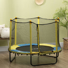 Qaba - Trampoline pour enfants avec filet de protection - 55" de diamètre - Jaune-Porte zippée pour une entrée facile 