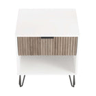 Manhattan Comfort - Table de nuit moderne DUMBO 20,07" à 1 tiroir - Blanc et gris rustique-Garantie limitée du fabricant de 30 jours