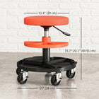 HOMCOM - Tabouret roulant de mécanicien - Orange corail-Siège en cuir résistant aux rayures avec coussin épais, améliore le confort
