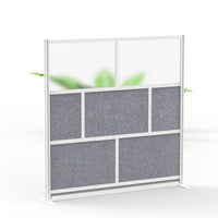 Luxor - Mur modulaire 70 x 70 - Cadre gris segmenté, acrylique givré, PET gris frais-Crée une intimité semi-permanente dans les espaces partagés