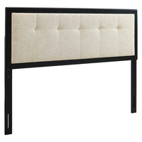 Modway - Draper Touffe Tissu et bois Tête de lit Queen, Noir beige-Tête de lit reine rembourrée