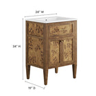 Modway - Elysian 24" Vanette de salle de bain - Brun blanc-Bassin d’évier en céramique