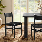 Modway - Alvia Bois Fauteuil d’appoint de salle à manger avec siège tressé - Noir-X-Stretcher Support Base