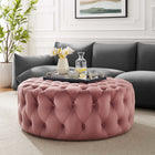 Modway - Amour Gros rond à boutons touffés Performance Velvet Ottoman - Rose poussiéreuse-Rembourrage en velours polyester Performance