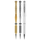 uni-ball - Stylo gel Impact Signo - 1,0 mm - Couleurs métalliques variées - Paquet de 3  -Couleur de l’encre : Or, argent, blanc