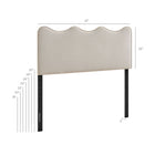 Modway - Athena Velours de performance résistant aux taches Tête de lit Queen size, Amande-Conception à vagues festonnées