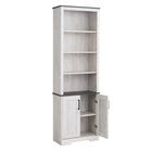 Prepac - Bibliothèque haute Rustic Ridge 79,75 po avec portes, cabinet de rangement avec portes et étagères - Blanc vieilli-Dimensions et poids assemblés: Bibliothèque avec portes - 26 po L x 79,75 po H x 12,5 po P, Poids total - 79,5 lb, Toutes les pièces arrivent prêtes à assembler dans 1 boîte