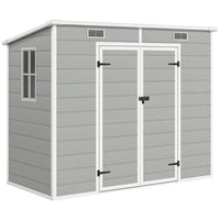 Outsunny - Abri de rangement extérieur 8 pi x 4 pi - gris clair-Abri de jardin spacieux avec plancher pouvant accueillir de nombreux outils de jardinage  
