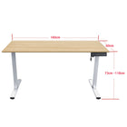 Ezywork - Bureau debout électrique réglable en hauteur de 55 po - Cadre blanc/plateau en bois-Couleur : Cadre blanc / Dessus en bois.