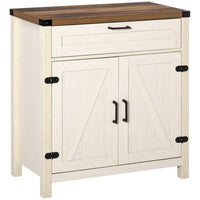 HOMCOM - Buffet 29,9 po L pour cuisine de style ferme - blanc-Design de style ferme avec porte de grange qui rend votre maison plus attrayante 
