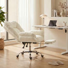 HOMCOM - Chaise de bureau Criss Cross avec repose-pieds et assise large - beige-Hauteur de siège réglable pour s’adapter à différents bureaux