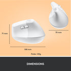 Logitech - Lift Souris Ergonomique Verticale - Blanc-La durée de la batterie peut varier selon son utilisation et les conditions de l'ordinateur.